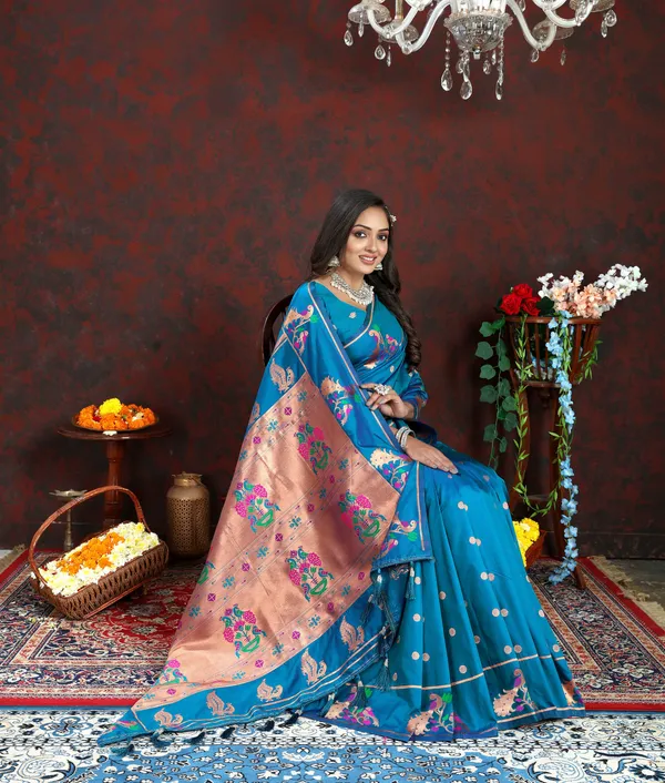 Sky_Blue_Soft_Paithani_Silk_With_Copper_Zari_Weaving_Motifs_And_Rich_Zari_Weaving_Pallu_Saree