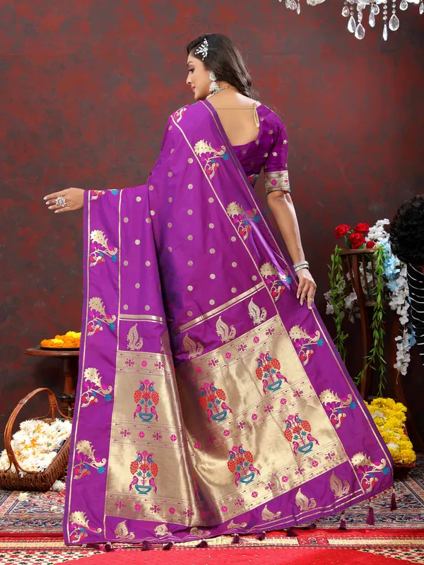 Majenta_Soft_Paithani_Silk_With_Gold_Zari_Weaving_Motifs_And_Rich_Zari_Weaving_Pallu_Saree