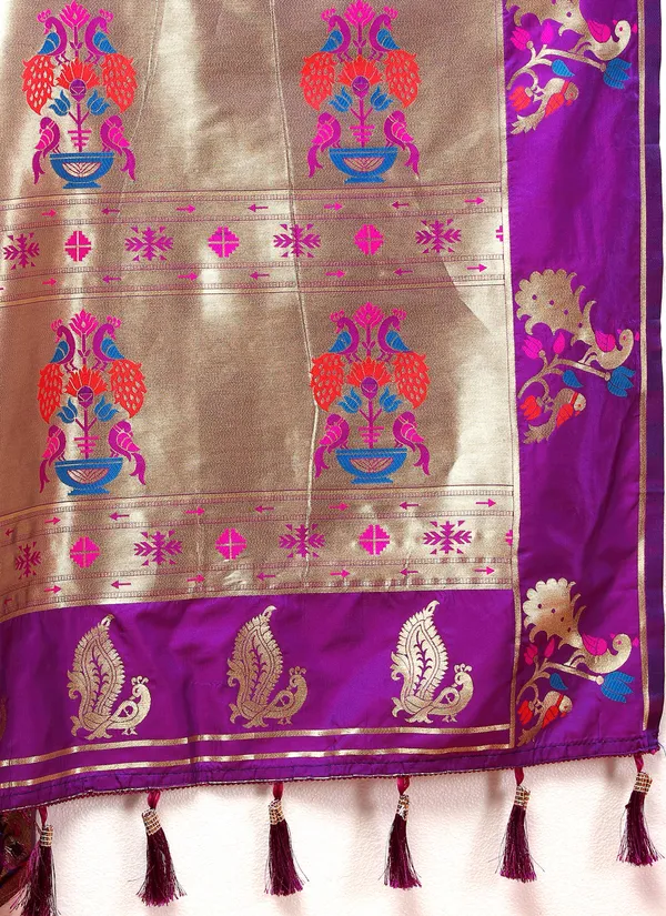 Majenta_Soft_Paithani_Silk_With_Gold_Zari_Weaving_Motifs_And_Rich_Zari_Weaving_Pallu_Saree