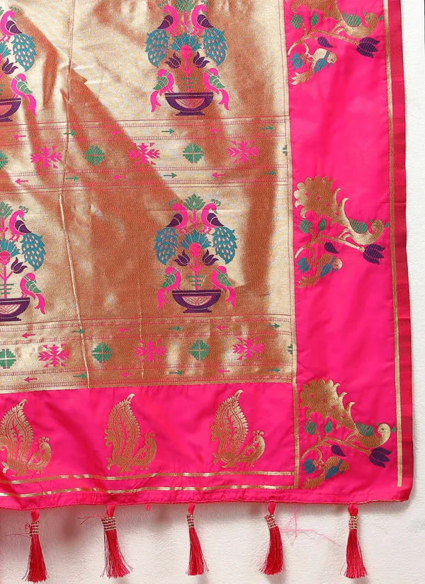 Pink_Soft_Paithani_Silk_With_Gold_Zari_Weaving_Motifs_And_Rich_Zari_Weaving_Pallu_Saree