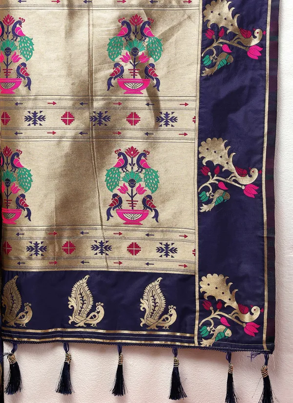 Navy_Blue_Soft_Paithani_Silk_With_Gold_Zari_Weaving_Motifs_And_Rich_Zari_Weaving_Pallu_Saree