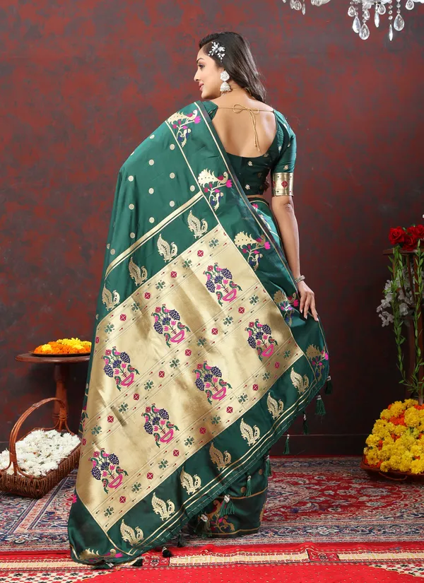 Olive_Green_Soft_Paithani_Silk_With_Gold_Zari_Weaving_Motifs_And_Rich_Zari_Weaving_Pallu_Saree