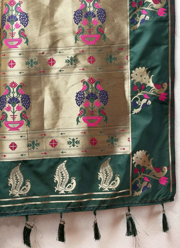 Olive_Green_Soft_Paithani_Silk_With_Gold_Zari_Weaving_Motifs_And_Rich_Zari_Weaving_Pallu_Saree