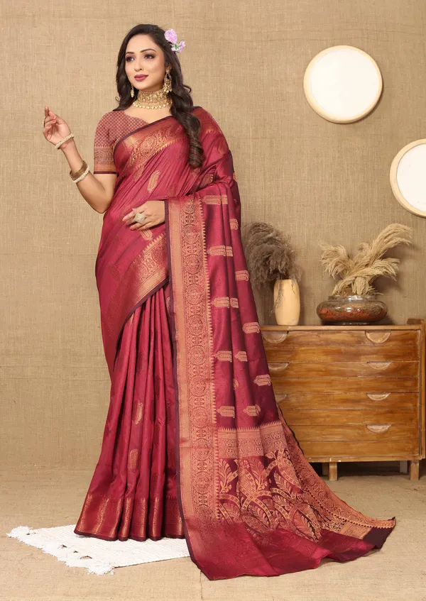 Red_Soft_Katan_Silk_With_Copper_Zari_Weaving_Design_And_Rich_Zari_Weaving_Pallu_Saree