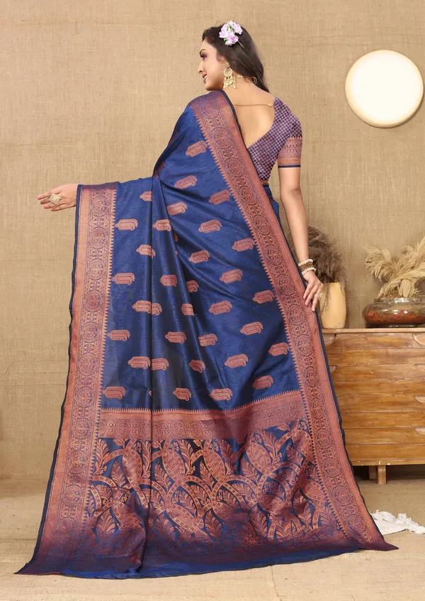 Blue_Soft_Katan_Silk_With_Copper_Zari_Weaving_Design_And_Rich_Zari_Weaving_Pallu_Saree