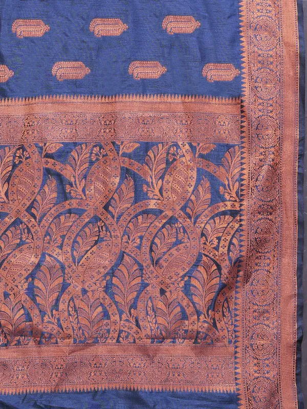 Blue_Soft_Katan_Silk_With_Copper_Zari_Weaving_Design_And_Rich_Zari_Weaving_Pallu_Saree