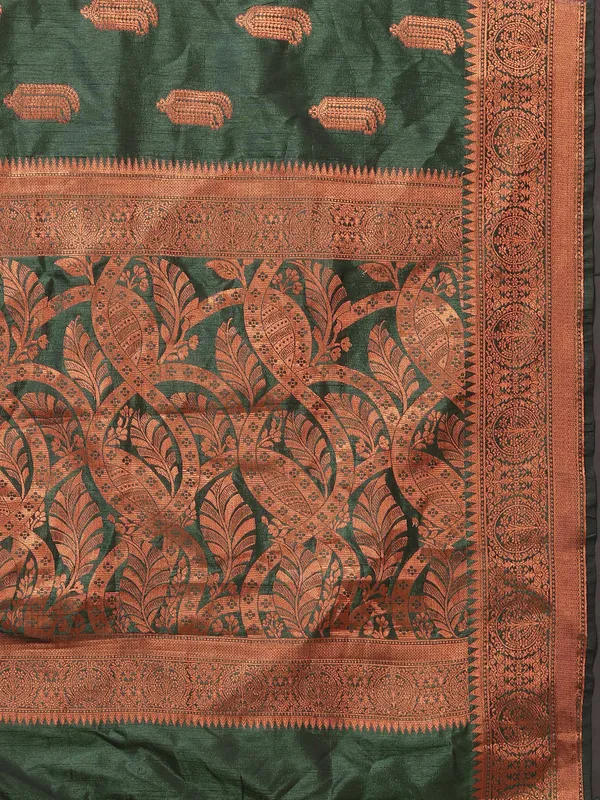 Green_Soft_Katan_Silk_With_Copper_Zari_Weaving_Design_And_Rich_Zari_Weaving_Pallu_Saree