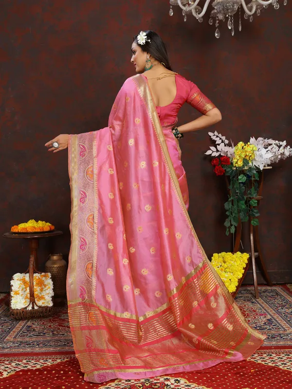 Light_Pink_Soft_Organza_Silk_With_Meenakari_Weaving_Motifs_And_Zari_Weaving_Pallu_Saree