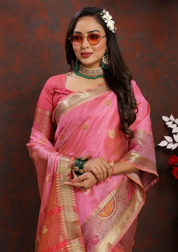 Light_Pink_Soft_Organza_Silk_With_Meenakari_Weaving_Motifs_And_Zari_Weaving_Pallu_Saree