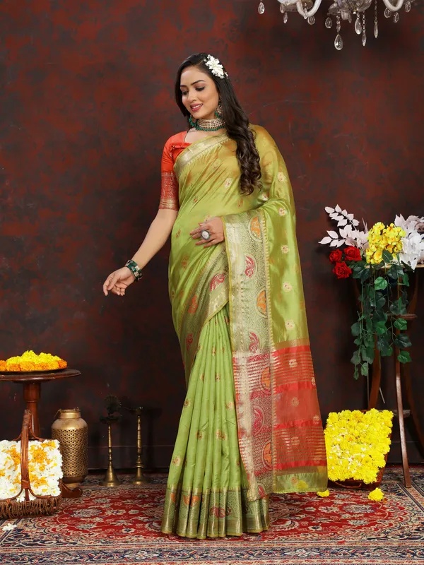 Pista_Green_Soft_Organza_Silkwith_Meenakari_Weaving_Motifs_And_Zari_Weaving_Pallu_Saree