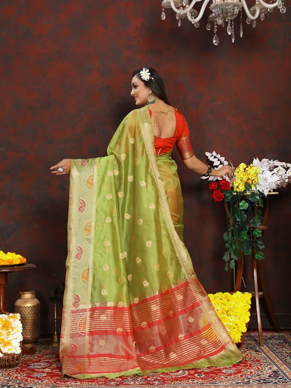 Pista_Green_Soft_Organza_Silkwith_Meenakari_Weaving_Motifs_And_Zari_Weaving_Pallu_Saree