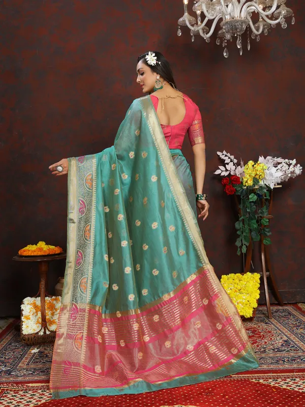 Sky_Blue_Soft_Organza_Silk_With_Meenakari_Weaving_Motifs_And_Zari_Weaving_Pallu_Saree