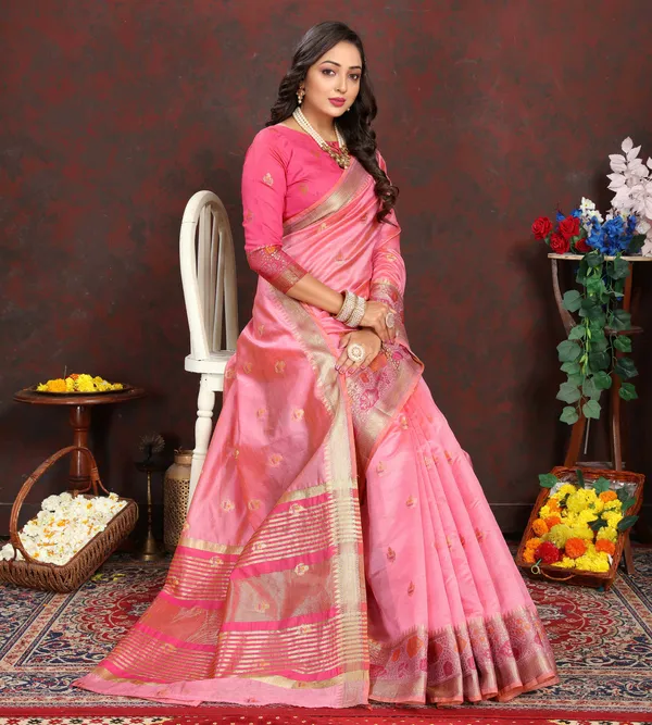 Light_Pink_Soft_Organza_Silk_With_Meenakari_Weaving_Motifs_And_Zari_Weaving_Pallu_Saree