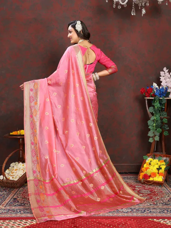 Light_Pink_Soft_Organza_Silk_With_Meenakari_Weaving_Motifs_And_Zari_Weaving_Pallu_Saree
