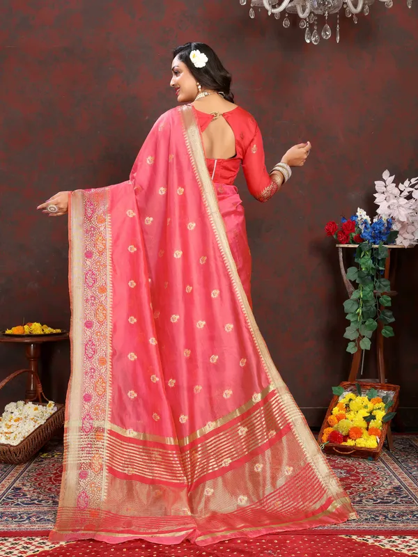 Pink_Soft_Organza_Silk_With_Meenakari_Weaving_Motifs_And_Zari_Weaving_Pallu_Saree