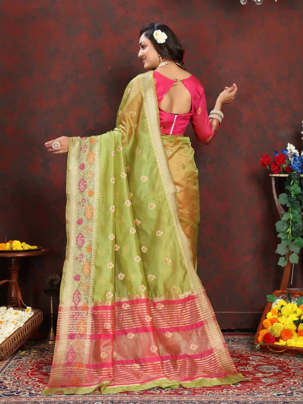 Pista_Green_Soft_Organza_Silk_With_Meenakari_Weaving_Motifs_And_Zari_Weaving_Pallu_Saree