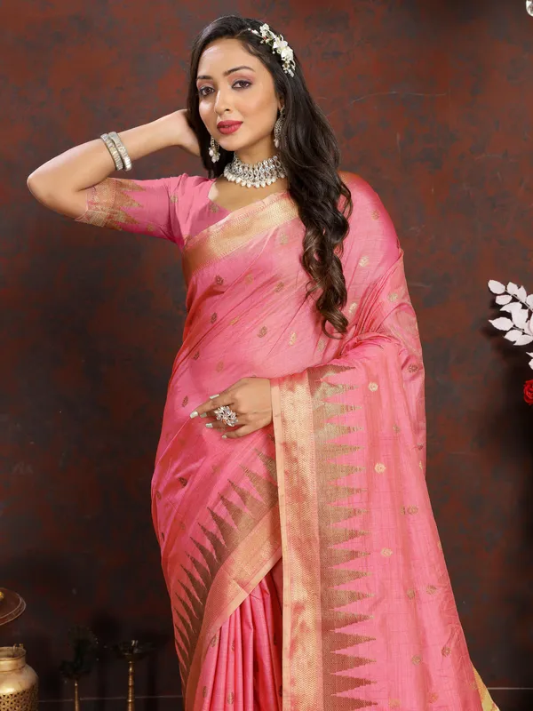 Pink_Soft_Katan_Silk_With_Zari_Weaving_Design_And_Zari_Weaving_Pallu_Border_Saree