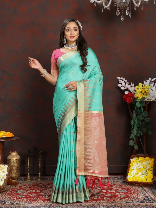 Sky_Blue_Soft_Katan_Silk_With_Zari_Weaving_Design_And_Zari_Weaving_Pallu_Border_Saree