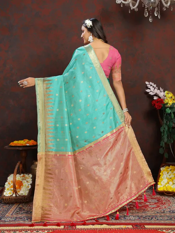 Sky_Blue_Soft_Katan_Silk_With_Zari_Weaving_Design_And_Zari_Weaving_Pallu_Border_Saree