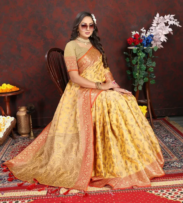 Yellow_Soft_Katan_Silk_With_Zari_Weaving_Design_And_Zari_Weaving_Pallu_Border_Saree