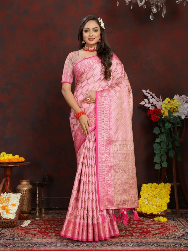 Pink_Soft_Katan_Silk_With_Zari_Weaving_Design_And_Rich_Zari_Weaving_Pallu_Border_Saree