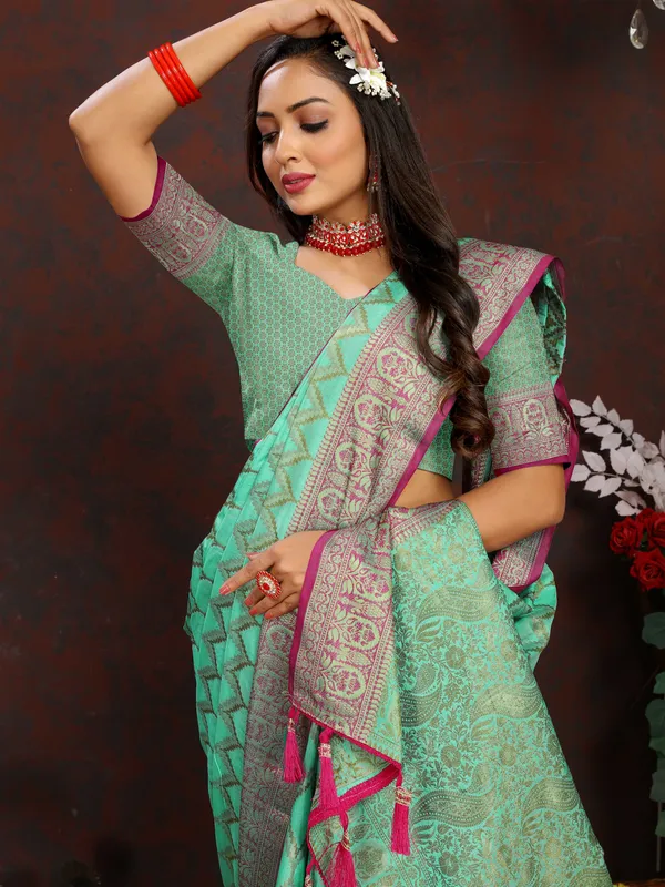 Sky_Blue_Soft_Katan_Silk_With_Zari_Weaving_Design_And_Rich_Zari_Weaving_Pallu_Border_Saree