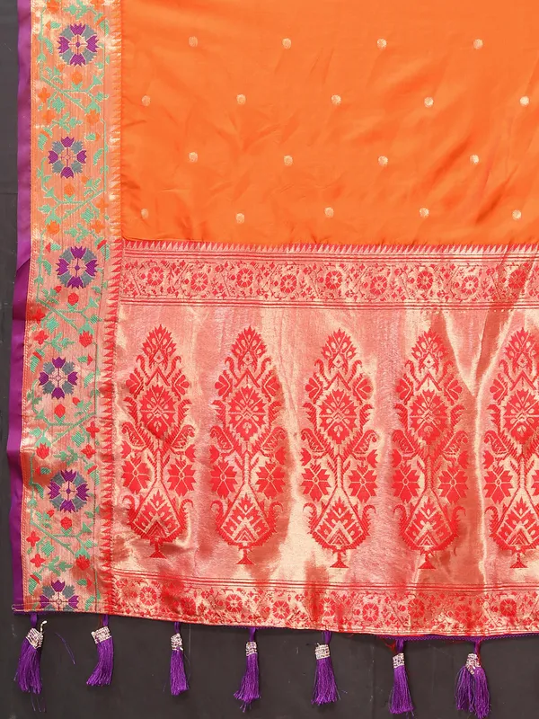Orange_Soft_Paithani_Silk_With_Meenakari_Weaving_Design_And_Rich_Meenakari_Weaving_Pallu_Saree