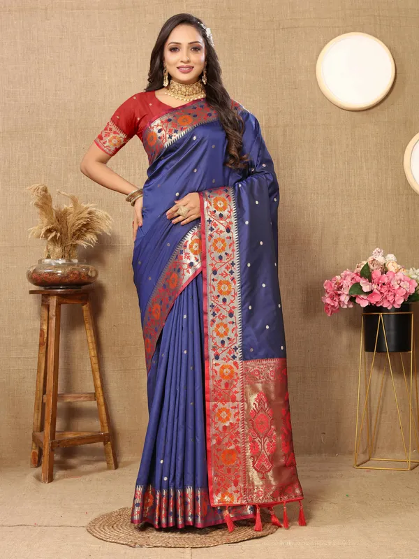 Blue_Soft_Paithani_Silk_With_Meenakari_Weaving_Design_And_Rich_Meenakari_Weaving_Pallu_Saree