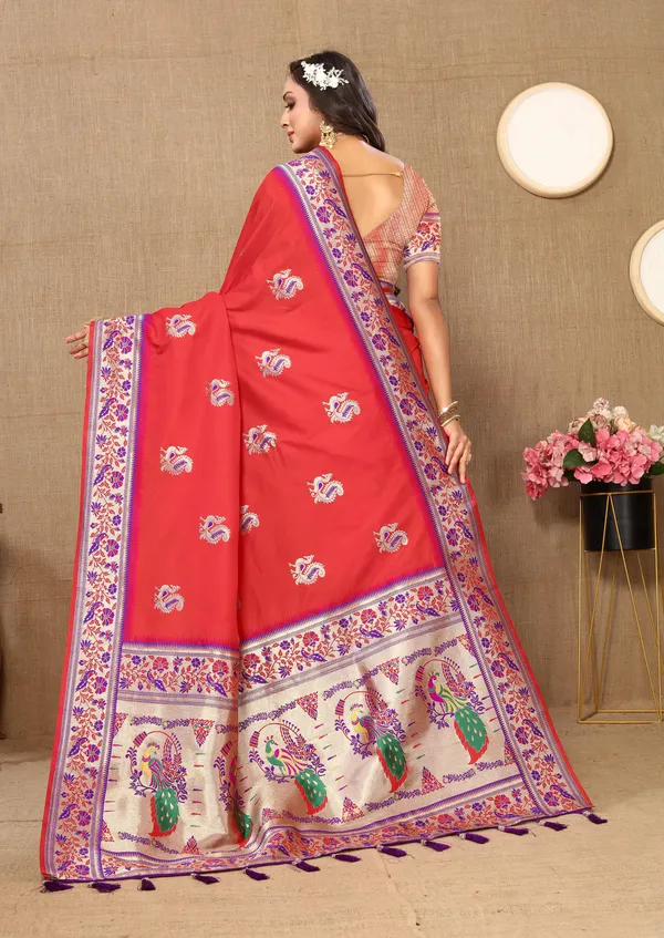 Red_Soft_Paithani_Silk_With_Meenakari_Weaving_Design_And_Rich_Meenakari_Weaving_Pallu_Saree