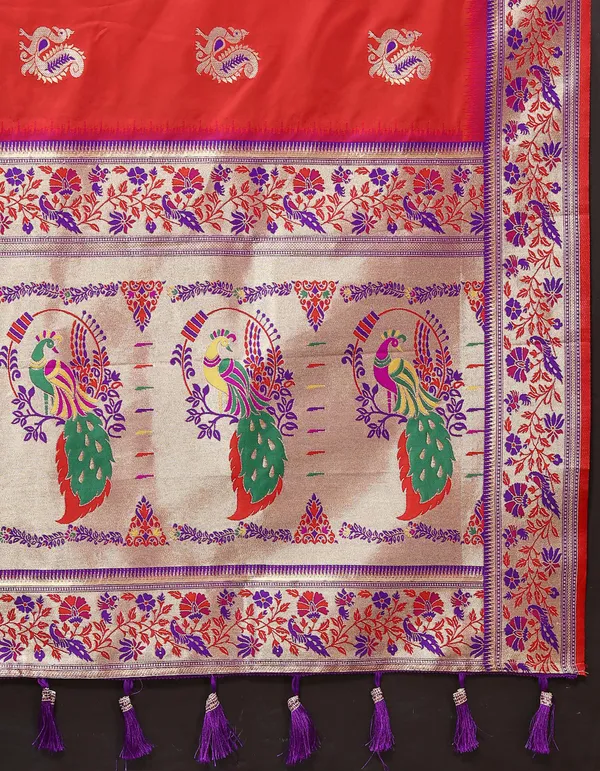 Red_Soft_Paithani_Silk_With_Meenakari_Weaving_Design_And_Rich_Meenakari_Weaving_Pallu_Saree