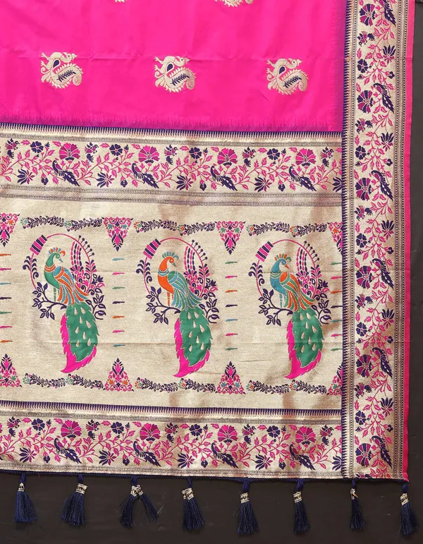 Pink_Soft_Paithani_Silk_Sari_With_Meenakari_Weaving