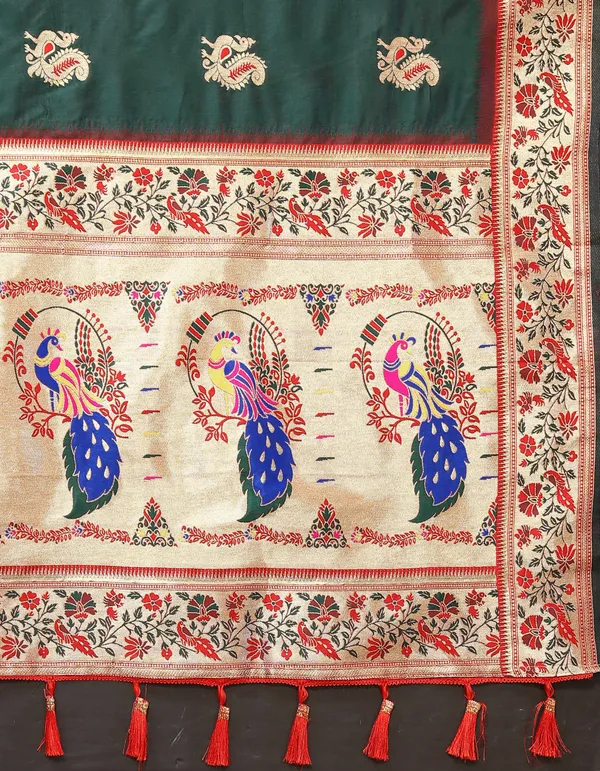 Olive_Green_Soft_Paithani_Silk_With_Meenakari_Weaving_Design_Pallu_Saree