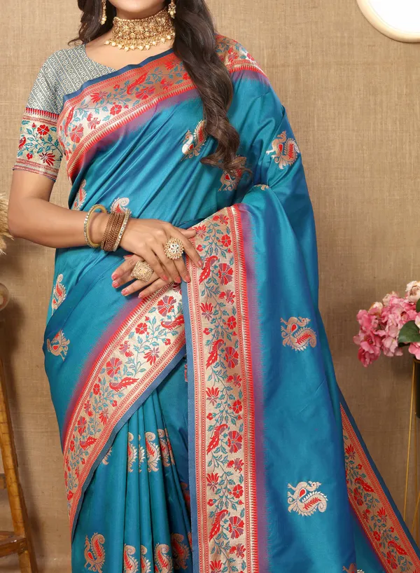Sky_Blue_Soft_Paithani_Silk_With_Meenakari_Weaving_Design_And_Rich_Meenakari_Weaving_Pallu_Saree