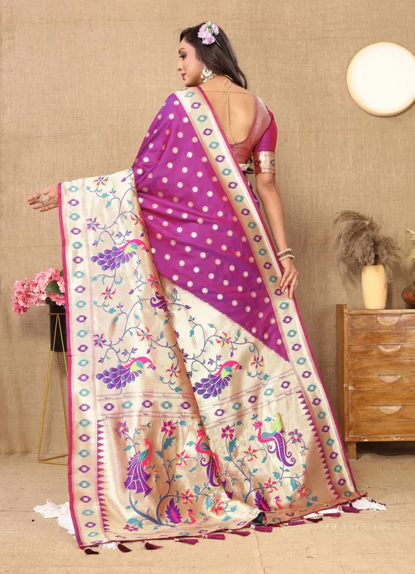 Magenta_Soft_Paithani_Silk_With_Meenakari_Weaving_Design_Pallu_Saree