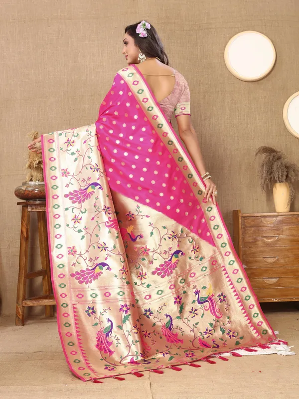 Pink_Soft_Paithani_Silk_With_Meenakari_Weaving_Design_And_Rich_Meenakari_Weaving_Pallu_Saree