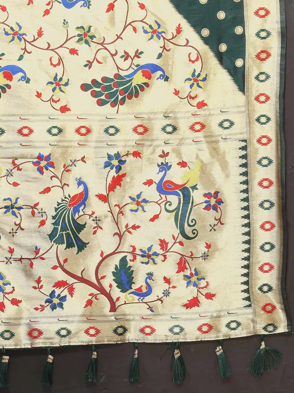 Olive_Green_Soft_Paithani_Silk_With_Meenakari_Weaving_Design_And_Rich_Meenakari_Weaving_Pallu_Saree