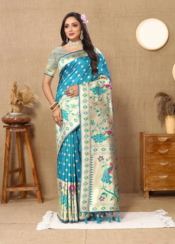 Sky_Blue_Soft_Paithani_Silk_With_Meenakari_Weaving_Design_And_Rich_Meenakari_Weaving_Pallu_Saree