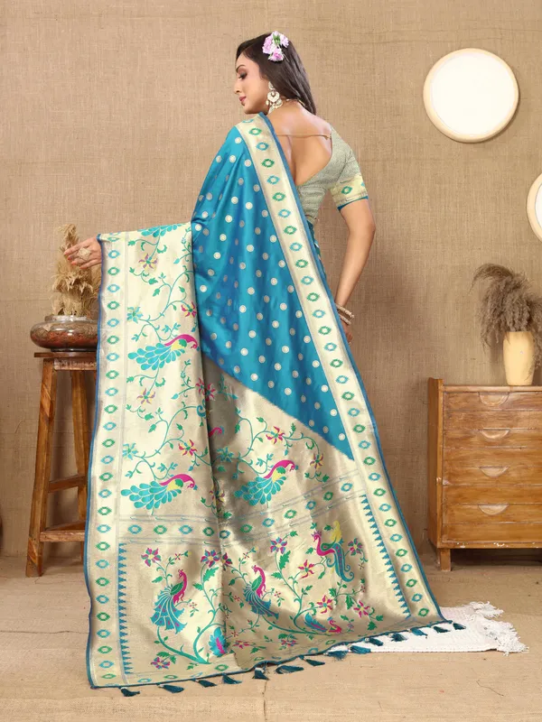 Sky_Blue_Soft_Paithani_Silk_With_Meenakari_Weaving_Design_And_Rich_Meenakari_Weaving_Pallu_Saree