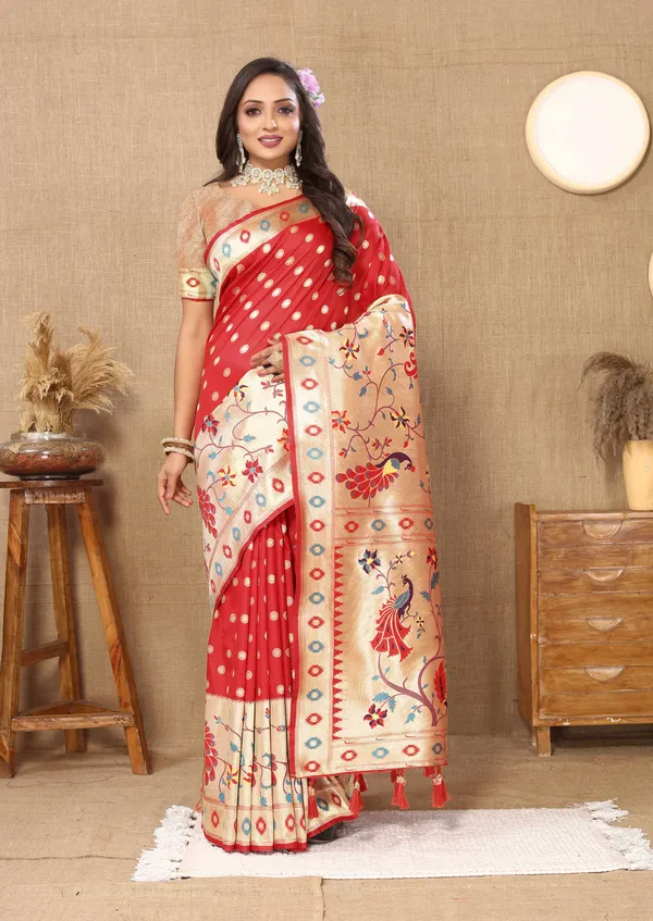 Red_Soft_Paithani_Silk_With_Meenakari_Weaving_Design_And_Rich_Meenakari_Weaving_Pallu_Saree