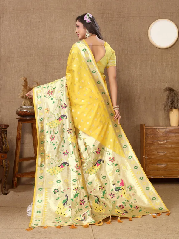 Yellow_Soft_Paithani_Silk_With_Meenakari_Weaving_Design_And_Rich_Meenakari_Weaving_Pallu_Saree