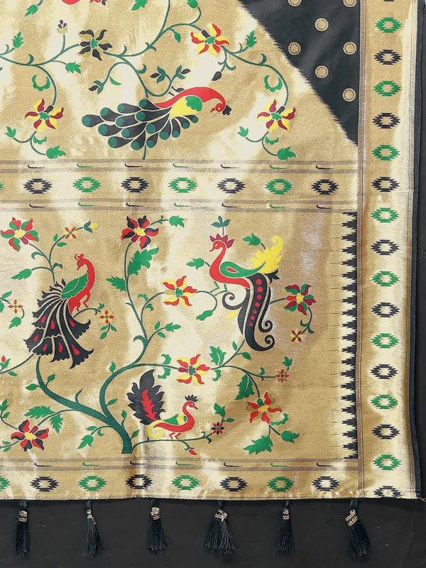 Black_Soft_Paithani_Silk_With_Meenakari_Weaving_Design_And_Rich_Meenakari_Weaving_Pallu_Saree