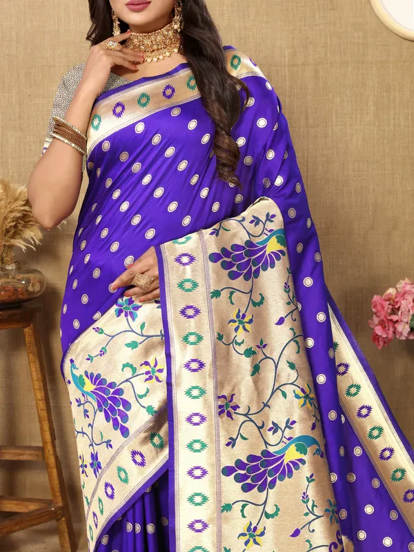 Blue_Soft_Paithani_Silk_With_Meenakari_Weaving_Design_And_Rich_Meenakari_Weaving_Pallu_Saree