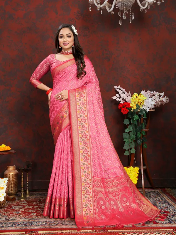 Light_Pink_Soft_Organza_Silk_With_Meenakari_Weaving_Design_Pallu_Saree