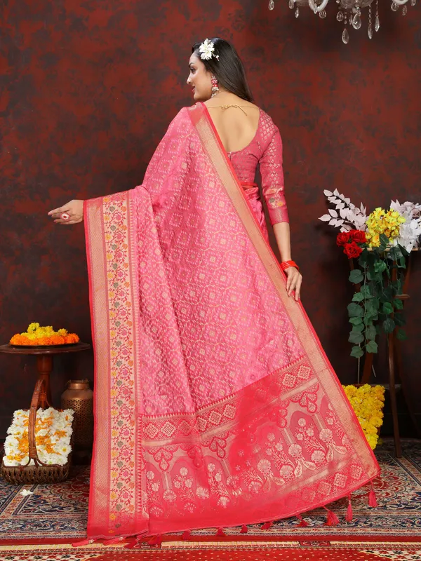 Light_Pink_Soft_Organza_Silk_With_Meenakari_Weaving_Design_Pallu_Saree