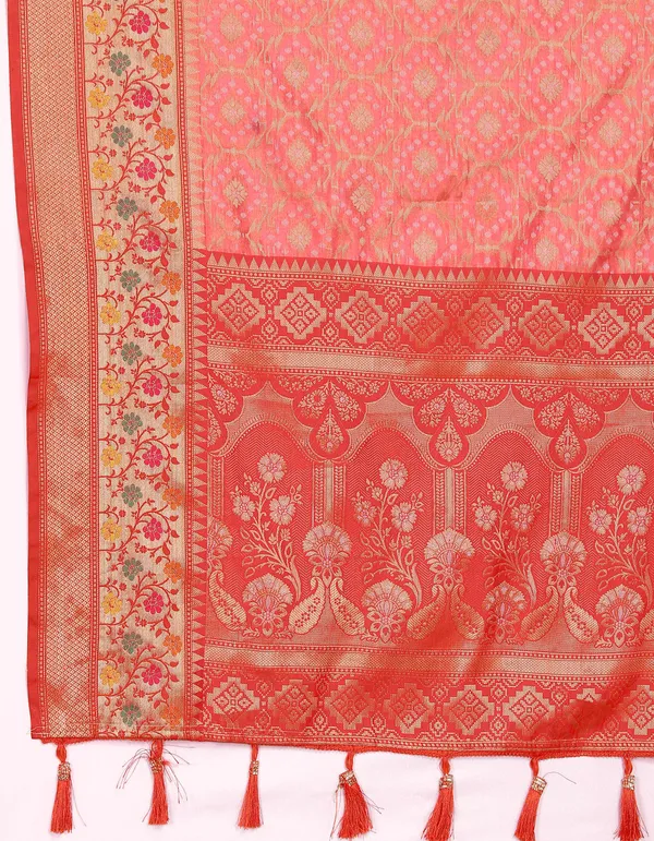 Peach_Soft_Organza_Silk_With_Meenakari_Weaving_Design_And_Rich_Meenakari_Weaving_Pallu_Saree