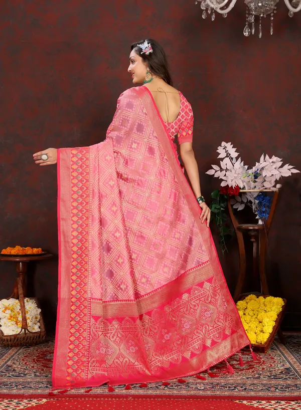 Pink_Soft_Organza_Silk_With_Meenakari_Weaving_Design_And_Rich_Meenakari_Weaving_Pallu_Saree