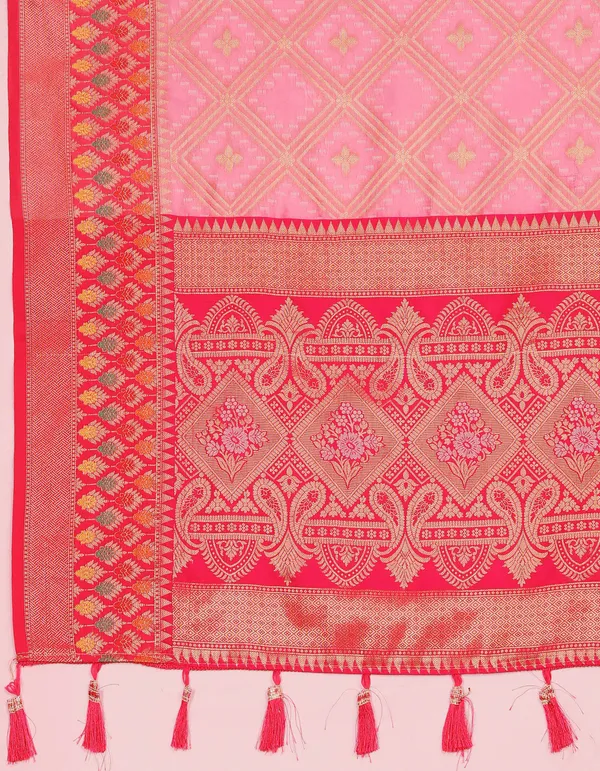 Pink_Soft_Organza_Silk_With_Meenakari_Weaving_Design_And_Rich_Meenakari_Weaving_Pallu_Saree