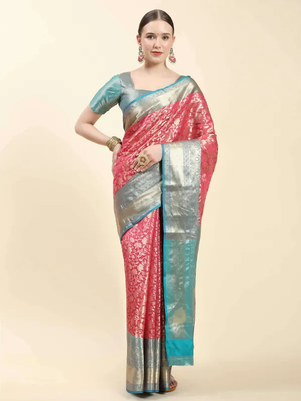 Pink_Soft_Banarasi_Silk_With_Beautiful_Gold_Zari_Weaving_With_Rich_Pallu_Saree