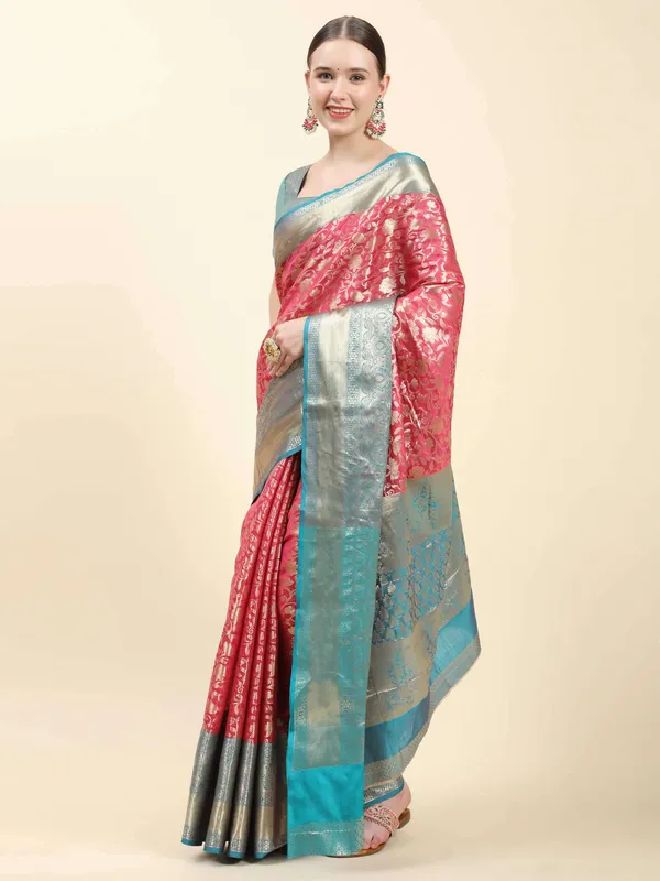 Pink_Soft_Banarasi_Silk_With_Beautiful_Gold_Zari_Weaving_With_Rich_Pallu_Saree