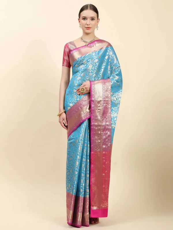 Sky_Blue_Soft_Banarasi_Silk_With_Beautiful_Gold_Zari_Weaving_With_Rich_Pallu_Saree